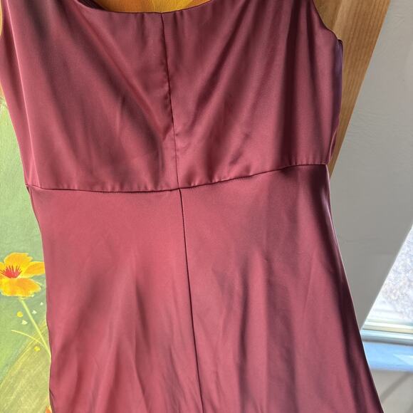 Anthropology Revelry Skye Maroon Midi Size 10 Cowl neck Satin Fitted Slip Dress - Picture 12 of 13